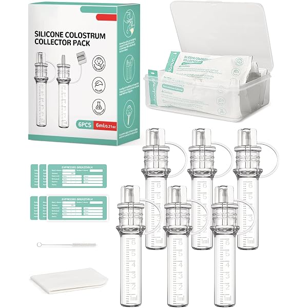 Kit Collecteur Colostrum Haakaa - 6 Pièces 4ml | Sans BPA, Réutilisable | Prêt à L'Emploi