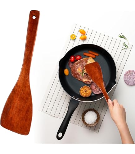 ANBUY Set 10 Cucchiai In Legno Di Teak Per Cucina – Utensili Antiaderenti – Spatole Ergonomiche