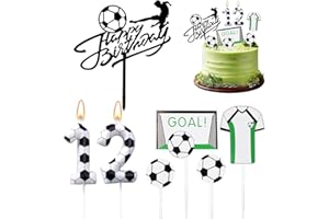VERLUKY Birthday Candles Numbers 12, Football Decoration Birthday Children, 12th Birthday Boy, Cake Decoration Football, Football Birthday Decoration