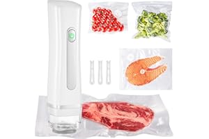 Acmeenjoy Macchina Sottovuoto per Alimenti, Sottovuoto Alimenti Portatile con 20 Sacchetti Sottovuoto Riutilizzabili, Macchina Sottovuoto per la Cottura Sottovuoto e la Conservazione Degli Alimenti