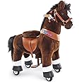 PonyCycle Mechanical Ride On Pony Hobby Horse Toy with Wheels Classic Model U Plush Walking Animal Rideable Horse for Toddlers Ages 3-4 Indoor Outdoor Riding Horse Toy Chocolate Ux321