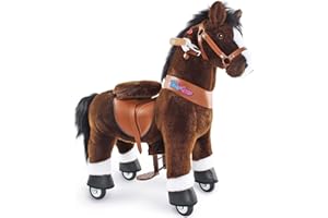 PonyCycle Authentique Cheval Monter sur des Jouets Trottinettes pour Enfants (avec Frein et Son / 76cm Hauteur/Taille 3 pour Les 3 à 5 Ans) Ride sur Cheval Chocolat Modèle Ux321