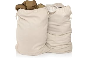 ELES VIDA® – Tvättsäck 2-pack 50x75 cm av 100% bomull – Extra stor Heavy Duty tvättkasse – hållbar, med dragsko, perfekt för