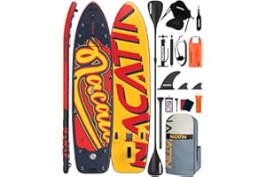 NACATIN Paddle Boards for Family, 12' Inflatable Stand Up Paddle Board with Kayak Conversion Kit, Complete SUP Set Paddle Boards for Adults, with Single/Double Paddle, Kayak Seat and More Accessories