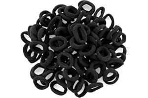 RONGWANGFU Elastico per capelli piccolo, piccolo elastico per capelli, in morbido cotone, senza elastici in metallo, per coda di cavallo, perfetto per bambini, neonati, bambine, colore nero