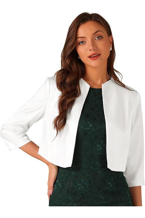 Cardigan Corto Donna Allegra K | Coprispalle Con Maniche 3/4, Aperto Davanti | In Poliestere Ed Elastan