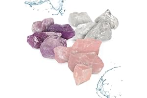 ‎PURAJA PURAJA Edelsteinwasser Basis-Set zur Wasserbelebung | Premium Kristalle | Natursteine Grundmischung: Rosenquarz, Amethyst, Bergkristall