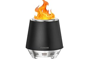 FANHAO Smokeless Tabletop Fire Pit with Stand, Stainless Steel Firepit for Camping, Outdoor & Patio, Wood Burning or Pellet Fueled Portable Bonfire with Carrying Bag | 120% More Efficient Burn