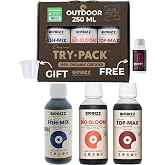 GROWMANIA Trypack Outdoor Biobizz + Boost Up Nutrients Sample + Measuring Cup | Bio Bloom, Top Max and Fish Mix Fertilizer fo