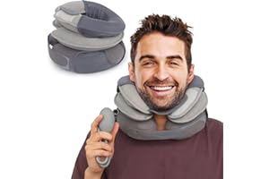 K LUDWIG KATRIN Neck Stretcher, Inflatable Cervical Traction Device for Neck Pain Relief, Neck Traction Device with Removable Air Pump, Adjustable Neck Brace for Use at Home or on Trips(with Pillow Cover)