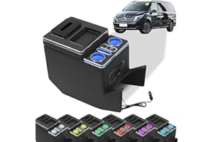 xxjolavv Armlehnenbox Aufbewahrungsbox mit 7-farbigem Umgebungslicht und 4 Helligkeitsstufen passend und Exklusive Fahrerschublade für Mercedes-Benz V-Klasse V220 V260 V250 W447 [EU-Patent]