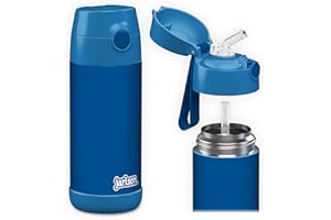 Jarlson Gourde Enfant Inox CHARLI - Bouteille Isotherme Enfant 350 ML - Gourdes sans BPA - avec de la Paille - pour l'école, Les Sports et la Maternelle - 350ml