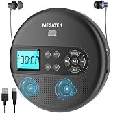 MEGATEK Taşınabilir CD &Ccedil;alar, Bluetooth İletim ve Alma ile Kişisel Walkman, FM Transmit, CD-R/RW ve MP3 CD'leri Uyumlu, USB, 