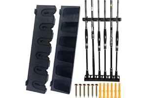 SXCCNW Rutenständer, Angelrutenhalter, Horizontale Vertikaler Angelrutenhalter Wandhalterung Rutenhalter für Familie Wand Garage Aufbewahrung 6 Angelruten Schwarz