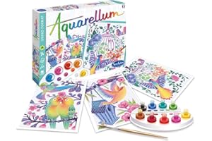 Sentosphère – Aquarellum Grand Format - Les Oiseaux s'envolent - Kit peinture - Peinture Aquarellum Magique - Enfants - 3 tableaux sertis 32.5 x 25 cm - Fabriqué en France - 6395