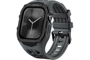 Nereides Compatible with Apple Watch Straps Series 11/10 46mm, Rugged Heavy Duty Case with Band, Shockproof PC Frame Bumper Cover for iWatch Strap Men (Deep Blue Grey)