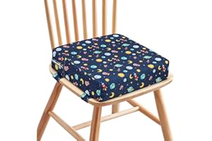 Zicac Portable Réhausseur Coussin de Siège Chaise Haute avec Boucle de Sécurité pour Repas Voyage de Bébé Bambin Enfant Tout-Petit Motif de Cartoon Animaux Coloré (Bleu Minéral)