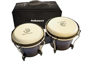 BAHAMUT Bongo Drum Set, 6"+7" Wooden Bongos for Adults & Kids Beginners, Ideal Percussion for Education and Practice, Comes with Tuning Wrench & Waterproof Bag
