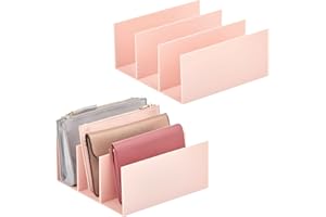 mDesign Organizer pochette – Pratici porta tutto per borsette, portafogli e documenti dotati di 5 scomparti – Scatole in plastica – Set da 2 – rosa chiaro