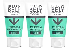 Below The Belt Grooming Fresh & Dry Balls - Intimate Deodorant For Men - Protects against Sweat, Odour and Chafing - Fresh Scent 3 x 75ml