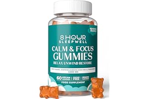 8 HOUR SLEEPWELL Lion's Mane Mushroom & Ashwagandha KSM-66 Gummies - 4300mg High Strength Supplement - 60 Sugar-Free & Vegan Gummies - with Zinc, B6 & B12 - for Calming, Mental Performance, and Nervous System Support