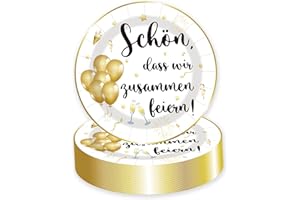 HFBOBP 50 Stück geburtstag Pappteller,Goldener Ballon Party Einweg-Dessertteller-Set,Schön, dass wir zusammen feiern, Party Teller Set für Hochzeit Picknicks,Abschlussfeier