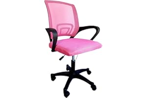 Ecarla Bürostuhl Schreibtischstuhl Ergonomisch Kinder Jungen, Drehstuhl mit Armlehne, hefsessel Wippfunktion, Höhenverstellbar, Netzbespannung, Rosa (ROSA)