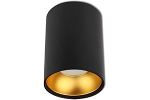 TRANO LED Aufbauleuchte rund Schwarz-gold 9 Watt kaltweiß GU10 230V - 110x85mm Aufbaustrahler aus Aluminium - Aufbau Downlight Deckenlampe Loft Aufbau-Spot Decken-Strahler