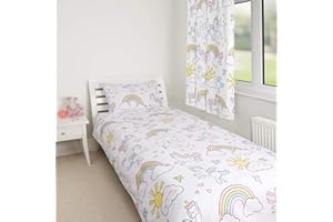 Zappi Co Unicorn Toddler Bed Duvet Cover Set Includes Duvet Cover (150x120 cm) and Pillowcase (42 x 62 cm) - Perfect for Girls' Beds Fairy Castle Design