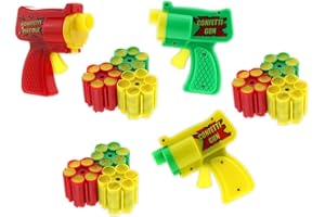 WESTCRAFT Konfetti Pistolen und Munition - Party, Festival, Karneval, Geburtags-Feier Fasching Hochzeit Überraschungen Shooter Lametta Glitzer - Pistolen Farbe nach Zufall (3X Pistole)