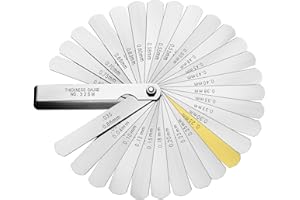 Spurtar Feeler Gauges Stainless Steel 32 Blades 0.04-0.88 mm (0.0015-0.035 Inch) Feeler Gauge Metric/Imperial for Measuring Gap Width Thickness for Guitar, Spark Plug, Valve, Piston Measure
