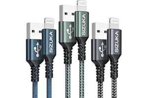 SIZUKA Cable iPhone [3Pack/2M] Cargador iPhone Carga Rápida Trenzado de Nylon MFI Cable Lightning Compatible con iPhone 14 13 12 11 Pro Max XS XR X 8 7 6 Plus 5 5s SE