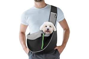 Pawaboo Sac de Transport Bandoulière Réglable pour Animal de Compagnie, Sac à Bandoulière Mains Libres avec Boucle en D, Sac à Dos en Maille Respirant pour Chiens avec Poche Supplémentaire, S - Noir