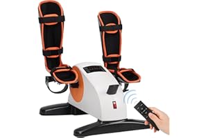 REAQER Electric Pedal Exerciser with Leg Support, Seated Mini Under Desk Elliptical, Rehabilitation Exercises for Hands, Knees, Feet, Legs，Wireless Remote Control with LCD Display