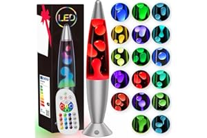 Soarling 13,5" Lampada a Liquido Art Deco, Telecomando 17 Cambio Colori Luci Notturne, Lampada Atmosfera Retro per Decorazione Camera da Letto, Regalo per Bambini/Adulti a Natale, Festa (Argento)