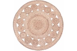 MARRAKESCH Tappeto rotondo 90 cm intrecciato a mano in iuta | Tappeto rotondo in iuta Jemina beige naturale