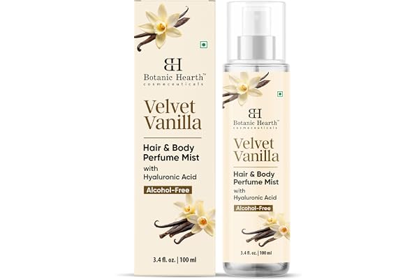 Botanic Hearth Brume parfumée pour cheveux et corps à la vanille | déodorant longue durée pour cheveux et parfum corporel pour femmes et hommes | fraîcheur toute la journée | 100 ml (3.4 Fl Oz)