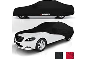 ‎BUSHBOCK PREMIUM COVER BUSHBOCK® Premium Autoabdeckung Indoor - Satin Schutzhülle Stoff - Abdeckplane Autoplane Autogarage Innenbereich - 2 Farben, 4 Größen (Schwarz, XXL)
