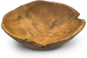 MAISONICA Teak Root Wooden Rustic Table Bowl Small - Diameter 30cm Approx