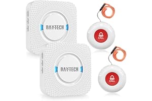 DAYTEE Daytech WiFi Tuya Intelligent Bracelet Alarme Personne Agee,Bouton Alarme Personne Agee,A Utiliser Lorsque Les Personnes âgées Ont Besoin d'aide (2*Récepteur + 2*Bouton d'appel)
