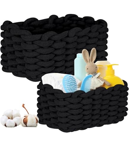 Panier De Rangement Tressé Noir - Organisateur Tissé à La Main