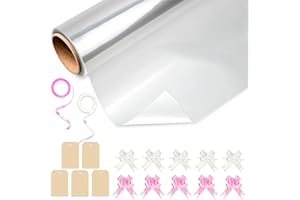 Huruc Clear Cellophane Wrap Roll 40cm x 30m – Durable 2.5 Mil for Gift Wrapping, Florist Packing, Basket Hampers, Crafts & Holiday Gifts