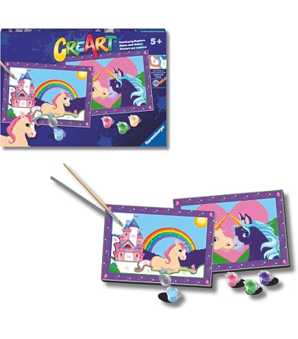 Ravensburger CreArt – Pintura Por Números De Caballo, Kit De Pintura Infantil Con Lienzo, Acrílicos Y Pincel, Para Niños De 9+ Años (26x20 Cm)