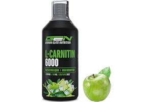 ‎GEN GERMAN ELITE NUTRITION L-Carnitine 6000 Liquid - 1000 ml - Extra hochdosiert mit 6000 mg reinem L-Carnitin pro Tagesportion - Amino Workout Drink - Leckerer Geschmack (Crazy Apple) - Vegan