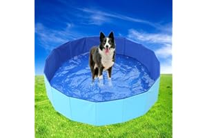 QUPZZE Dog Paddling Pool,Summer Pet Accessories,Foldable Pool,Dog Bath,Basin,Large Dog Bath,Circle (120CM)