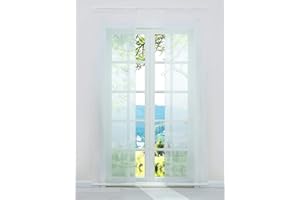 ESLIR Schiebegardinen Voile Flächenvorhänge Set 2er Gardinen mit Klettband Schiebevorhang Transparent Vorhang Uni Weiß BxH 57x145cm 2 Stück