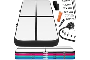 Physionics® Tapis de Gymnastique Gonflable- Pompe à Air et Kit de Réparation, Taille et Couleur au Choix- Airtrack,Tapis de Sol, Piste de Yoga