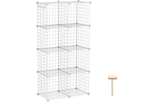 C&AHOME Drahtwürfel-Aufbewahrung, 8-Würfel-Organizer, C-Gitter-Aufbewahrung aus Metall, Lagerbehälter-Regalsysteme, modulare Regale, DIY-Schrank, ideal für Wohnzimmer,24,8" L x 12,4" B x 48,4" H, weiß