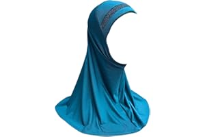 Yaqeen Girls instant headscarf hijab al Amira with glitter borde, readymade pull on scarf, ideal for any occassion school/nursery