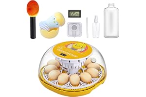 Brutautomat Automatischer,TRIOCOTTAGE Inkubator für 12 Eier,Brutmaschine Mit Automatischem Rotationssystem und Temperaturkontrolle für Hühnerstall ,Inkubator Hühner ,Wachtel (Gelb)